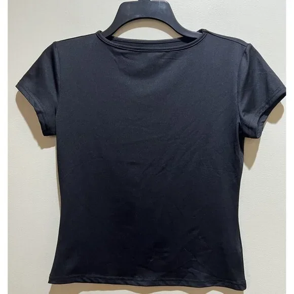 2 ~ ZHENWEI Crop Workout Tops for Women Size Medium ~ Black & Purple - Picture 4 of 8